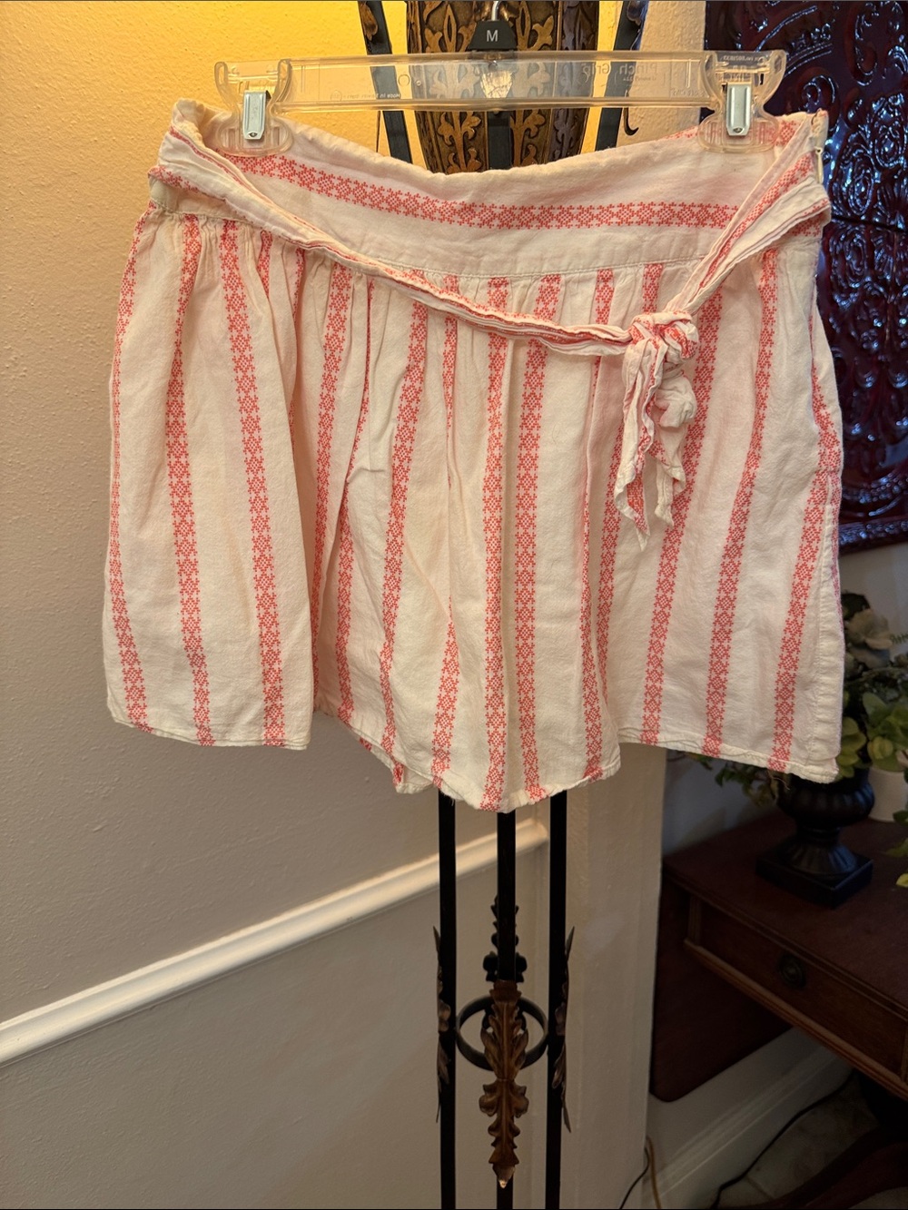 Old Navy White Mini Skirt with Pink Stripes